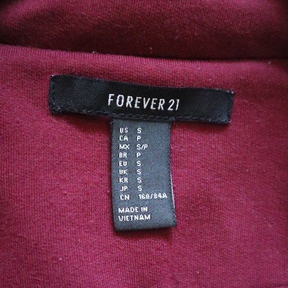 F21 Cuffed Knit Blazer 3/4 Sleeve Burgundy Small - Picture 4 of 10